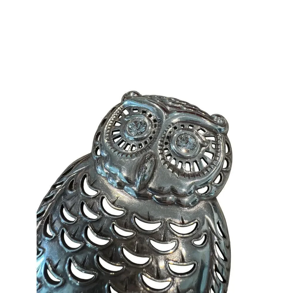 Brighton Owl Night Light Silver Plated Replacement Nightlight Front MCM Boho 5